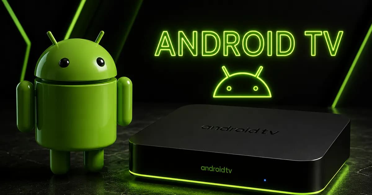 Box Android TV reliée à un téléviseur, utilisée pour lire l’IPTV