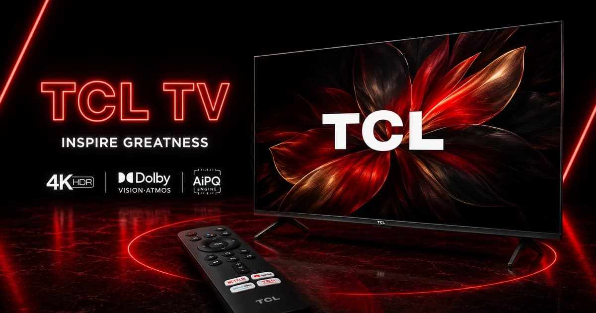 Téléviseur TCL 4K HDR avec sa télécommande, prêt pour une application IPTV